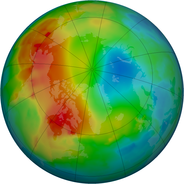 Arctic ozone map for 02 January 2012